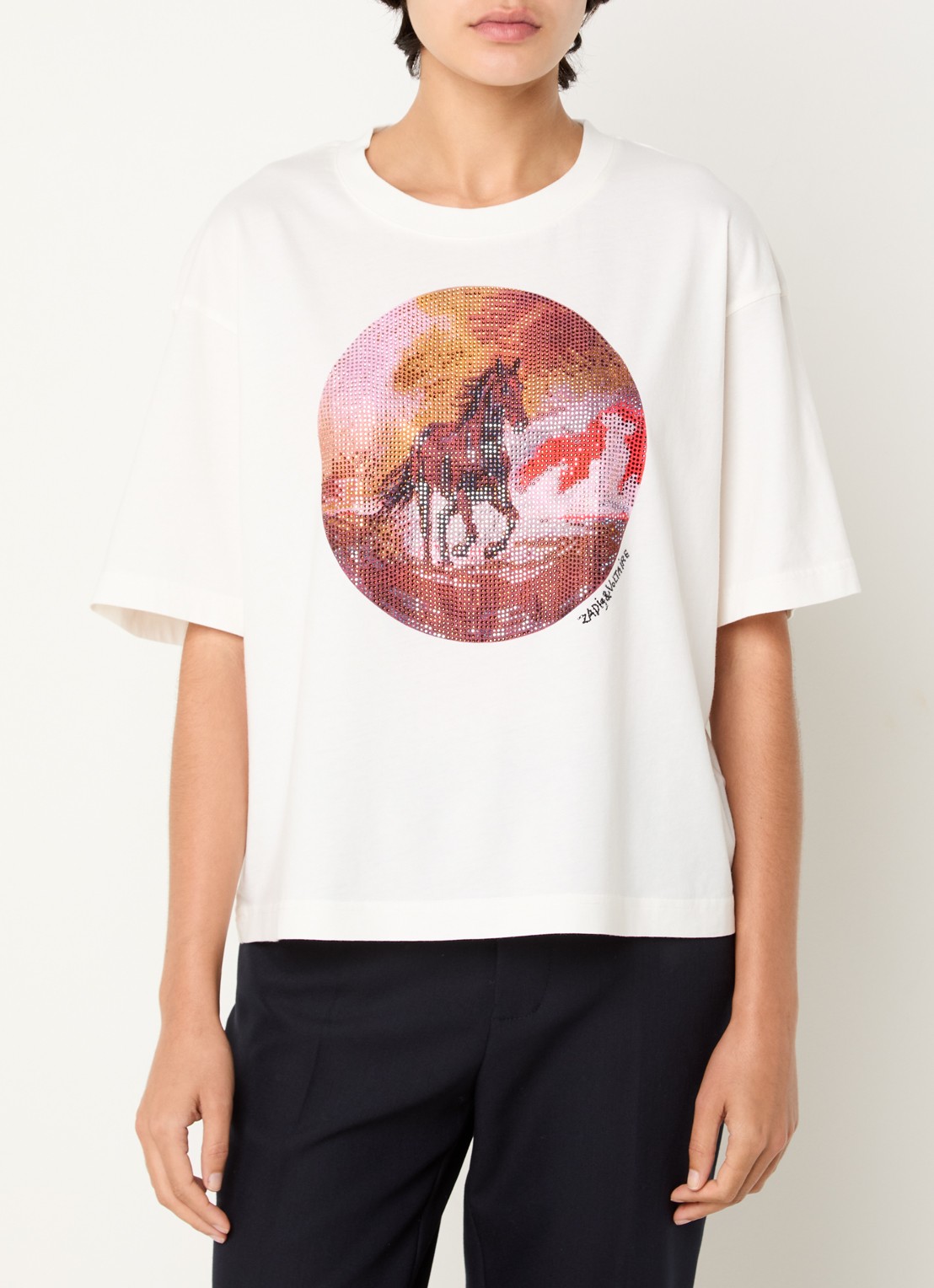 Zadig&Voltaire Taida T-shirt met strass - detail 4 gebroken wit