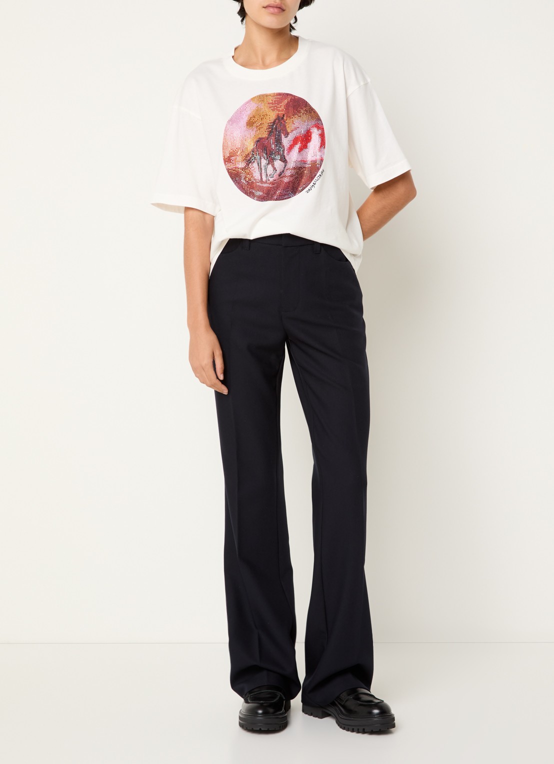 Zadig&Voltaire Taida T-shirt met strass - voorkant 2 gebroken wit