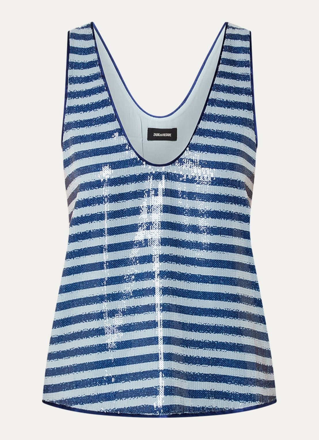 Zadig&Voltaire Tarys tanktop met pailletten - voorkant donkerblauw