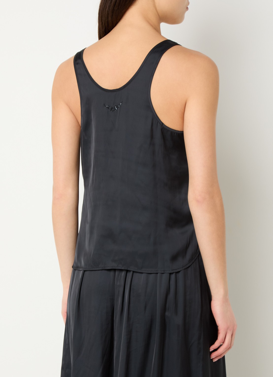 Zadig&Voltaire Tarys tanktop van satijn met strass - achterkant zwart