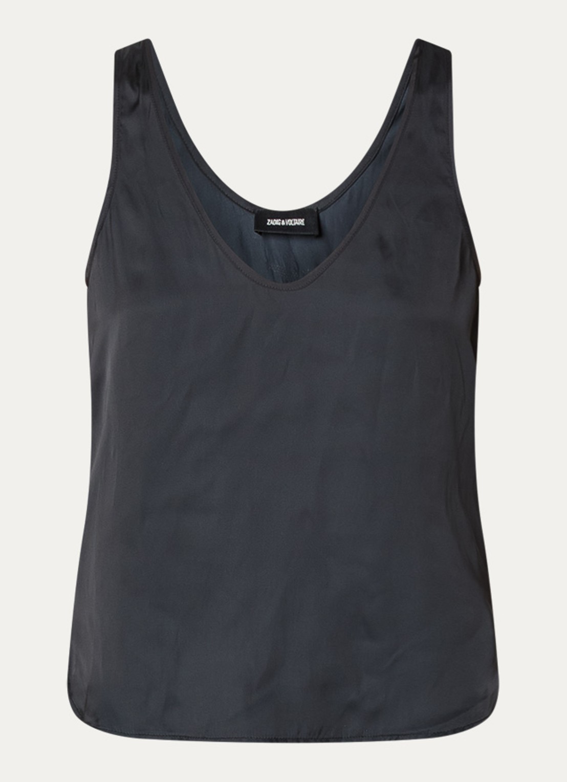 Zadig&Voltaire Tarys tanktop van satijn met strass - voorkant 3 zwart