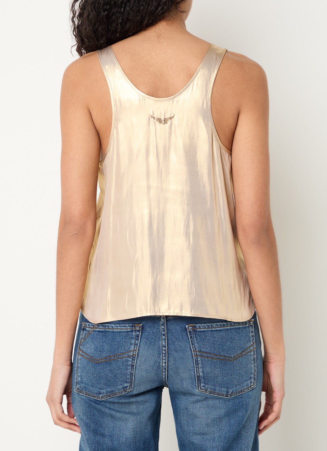 Zadig&Voltaire Tarys top van satijn - achterkant goud