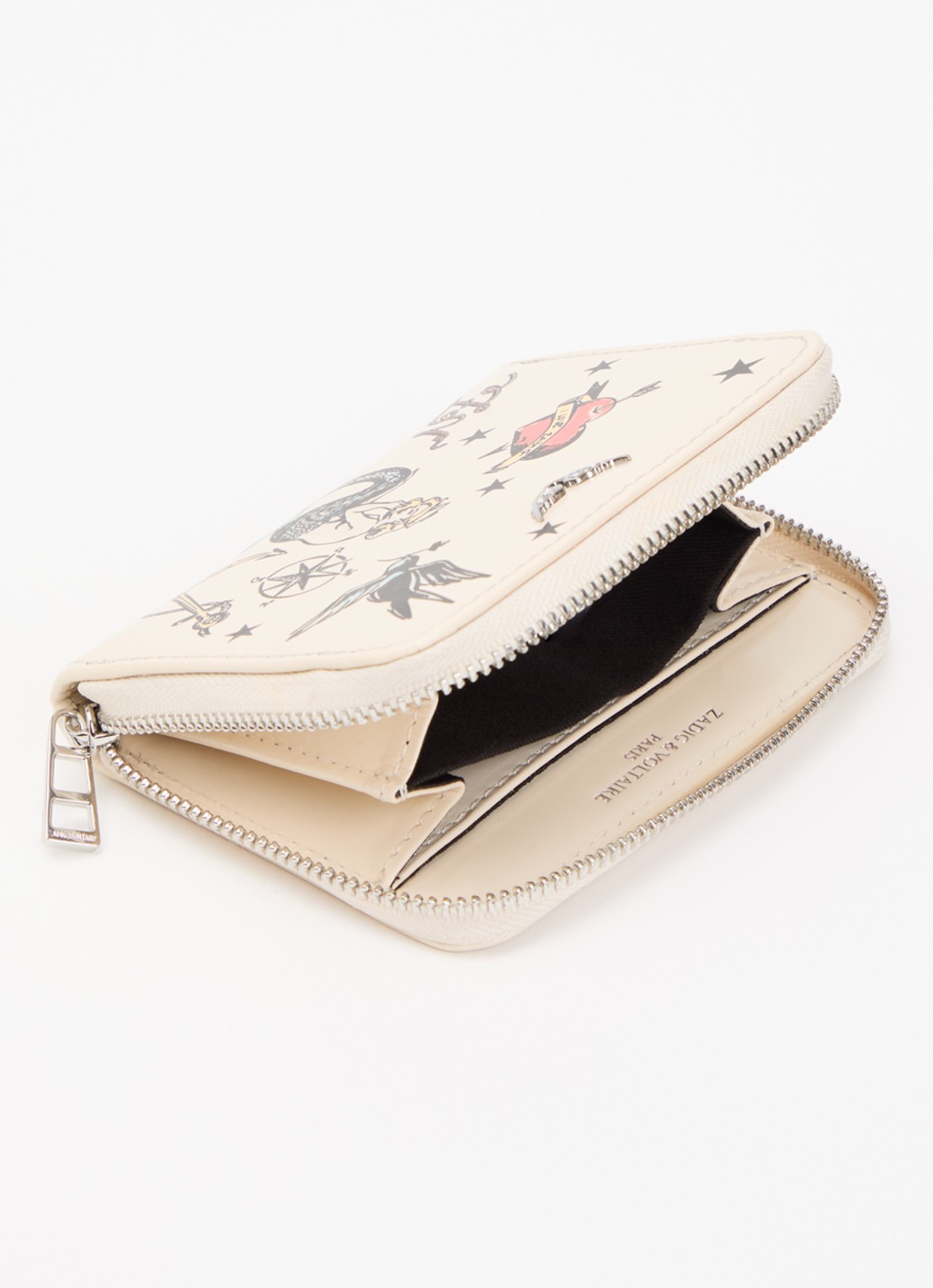 Zadig&Voltaire Tattoo Mini portemonnee van kalfsleer - voorkant 2 beige