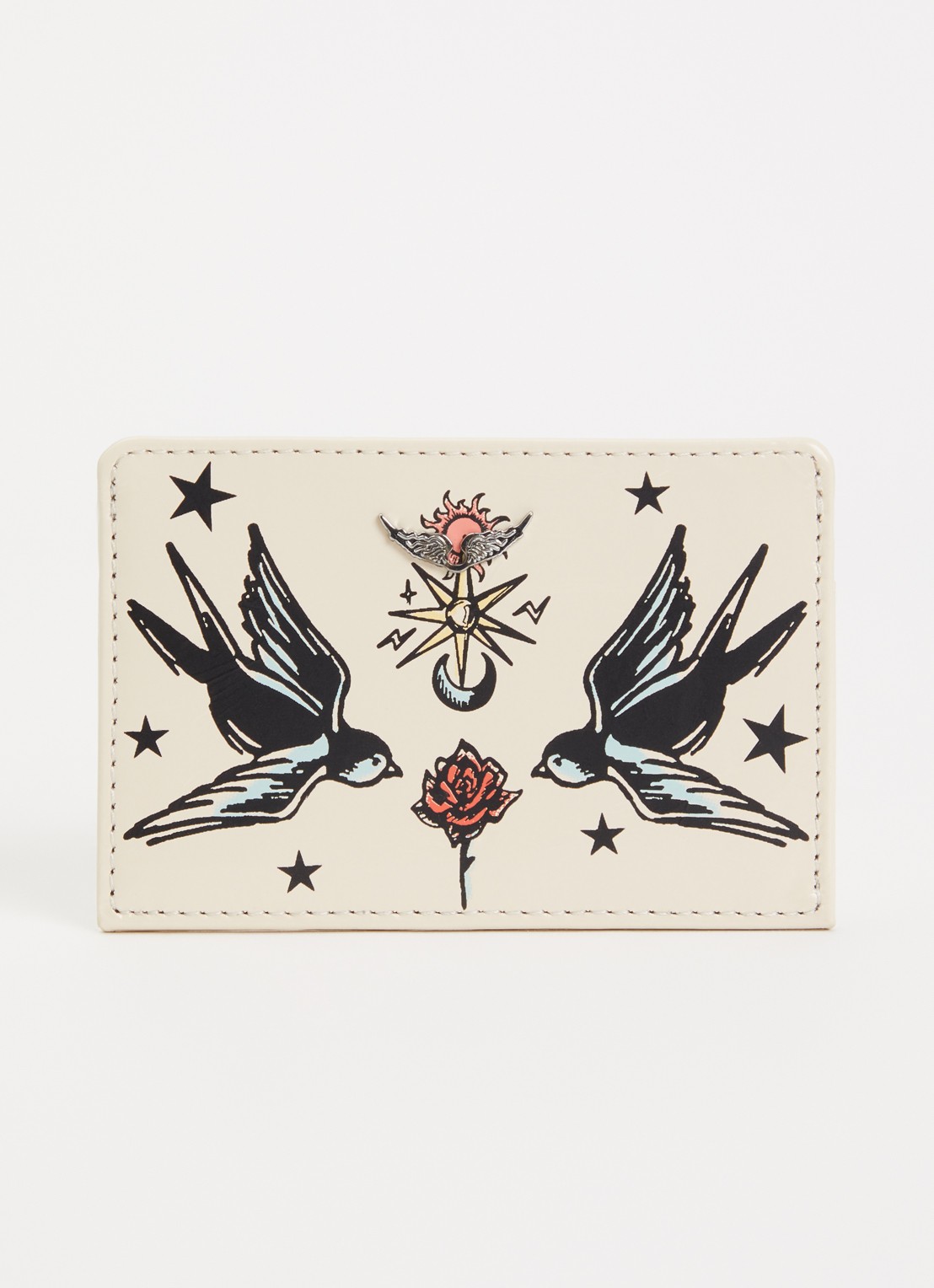 Zadig&Voltaire Tattoo pasjeshouder van leer - achterkant ivoor