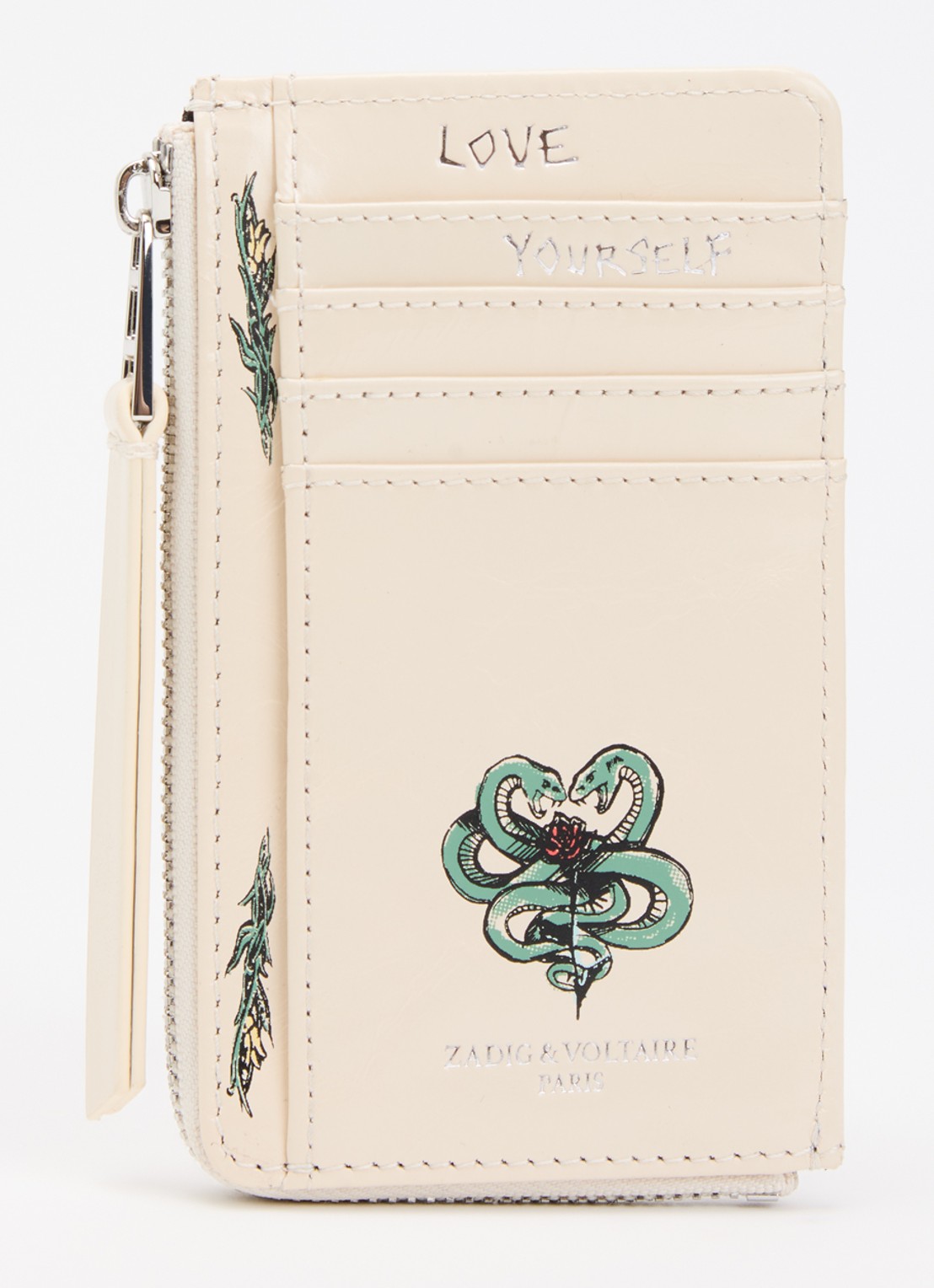 Zadig&Voltaire Tattoo portemonnee van lakleer met print - achterkant ivoor