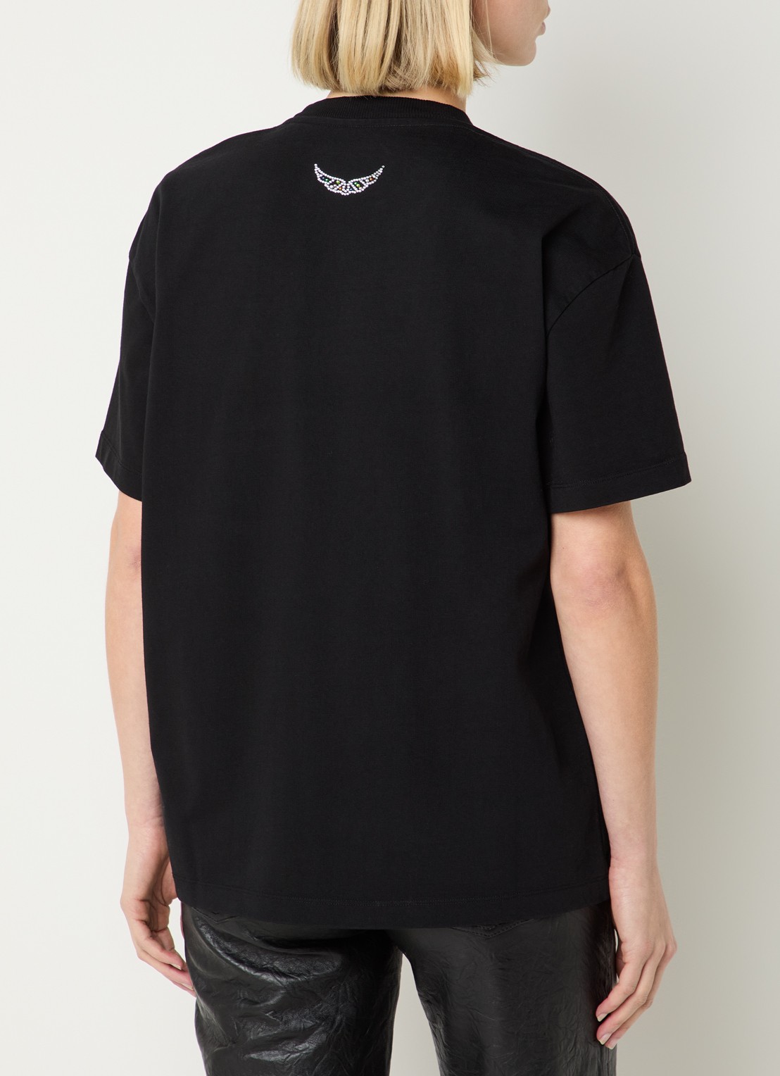 Zadig&Voltaire Tedda T-shirt met logo en strass - achterkant 4 zwart
