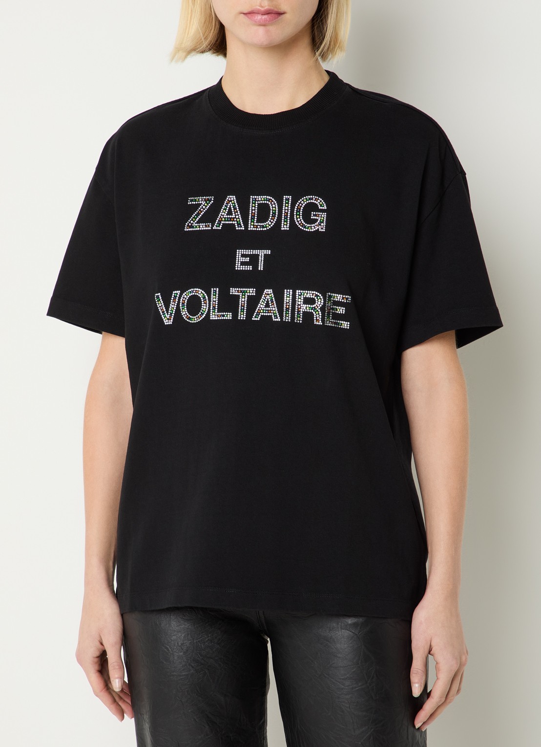 Zadig&Voltaire Tedda T-shirt met logo en strass - detail 3 zwart