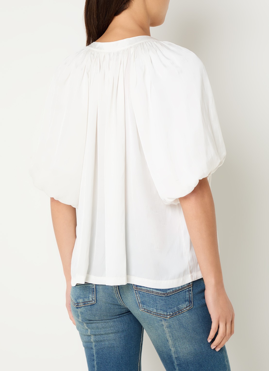 Zadig&Voltaire Teko tuniek van satijn met ballonmouw - achterkant 3 gebroken wit