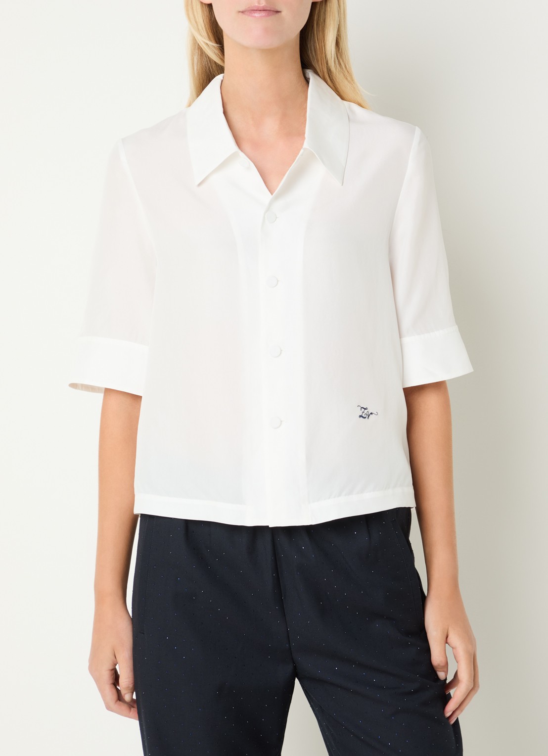 Zadig&Voltaire Telmy blouse van zijde met logoborduring - detail wit