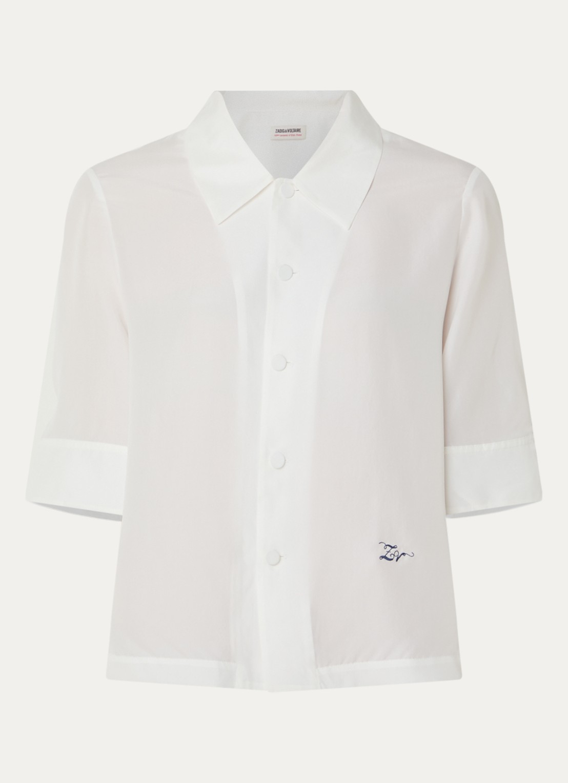 Zadig&Voltaire Telmy blouse van zijde met logoborduring - voorkant 3 wit