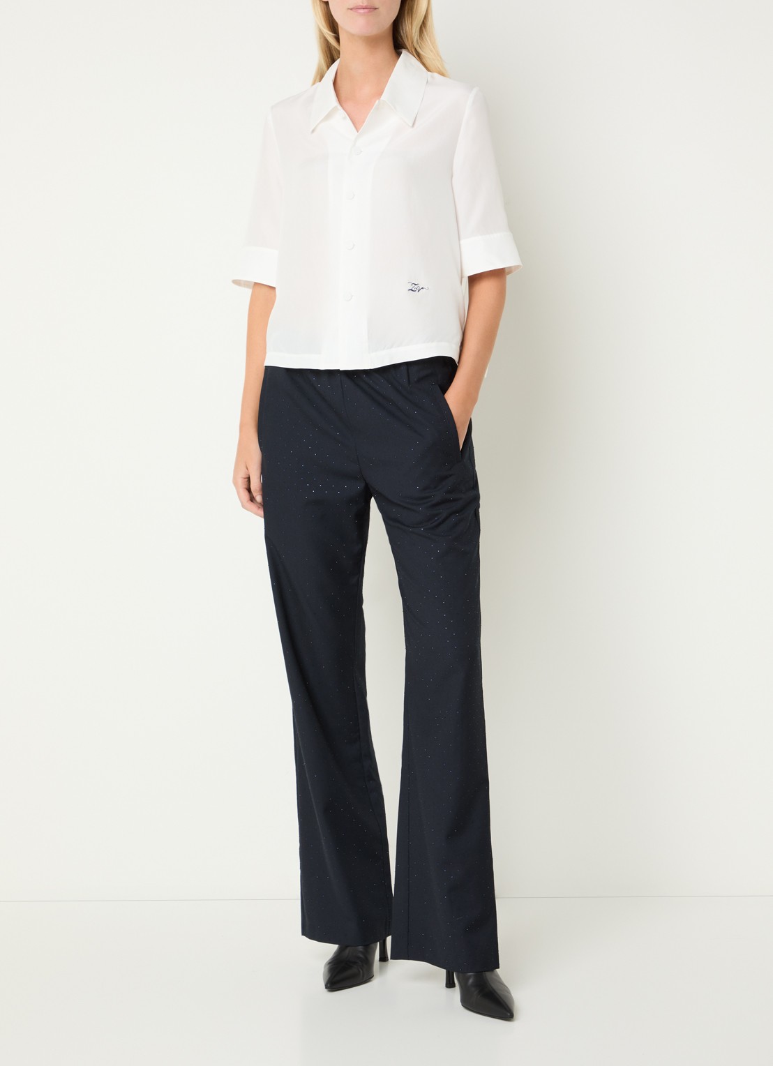 Zadig&Voltaire Telmy blouse van zijde met logoborduring - voorkant 4 wit