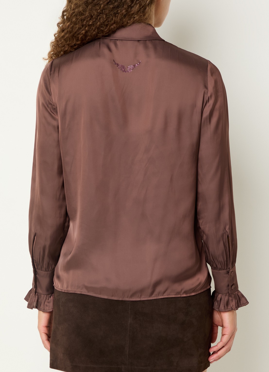 Zadig&Voltaire Thely blouse van satijn met ruches - achterkant 4 paars