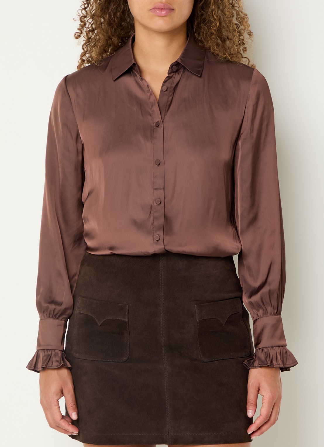 Zadig&Voltaire Thely blouse van satijn met ruches - detail 3 paars