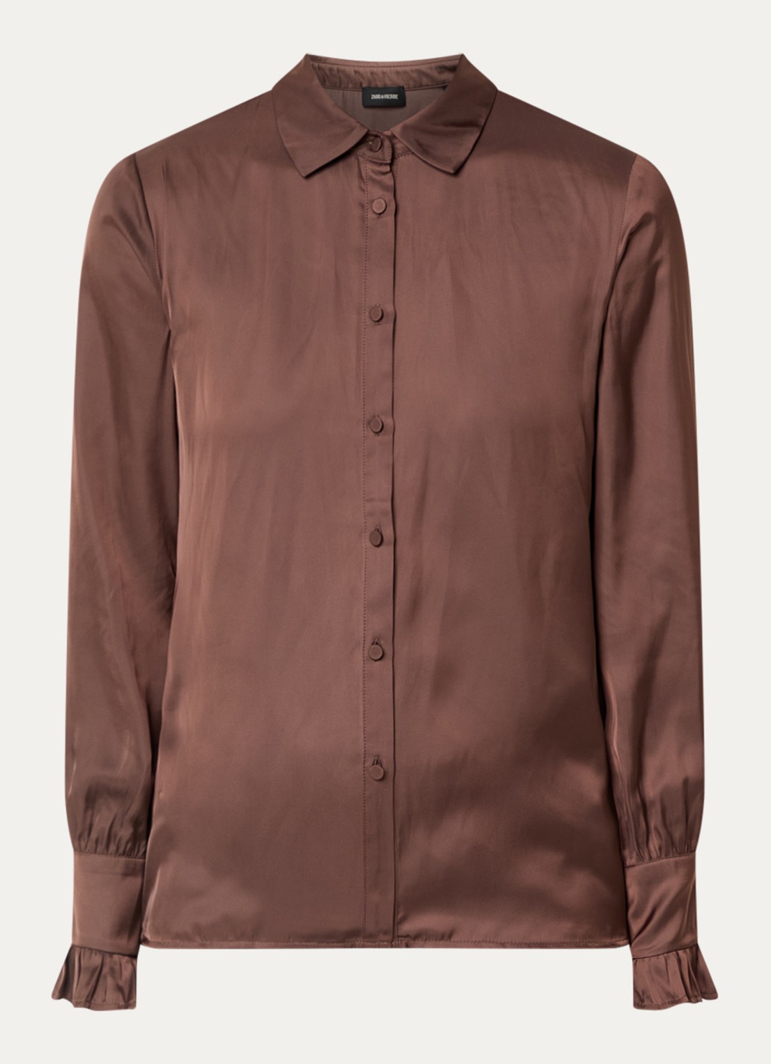 Zadig&Voltaire Thely blouse van satijn met ruches - voorkant paars