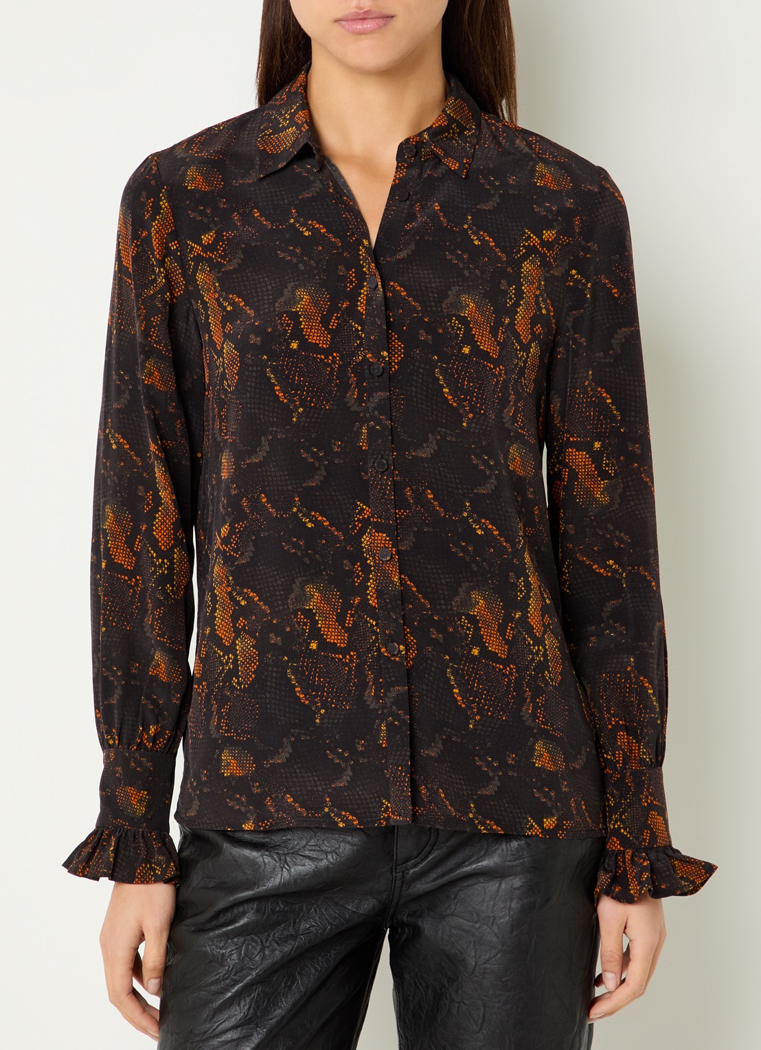 Zadig&Voltaire Thely blouse van zijde met slangenprint - detail zwart