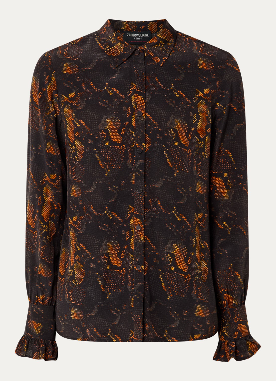 Zadig&Voltaire Thely blouse van zijde met slangenprint - voorkant 2 zwart