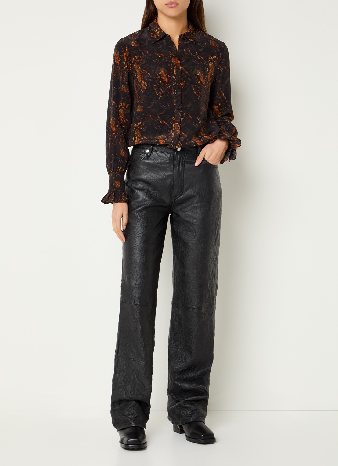 Zadig&Voltaire Thely blouse van zijde met slangenprint - voorkant 3 zwart