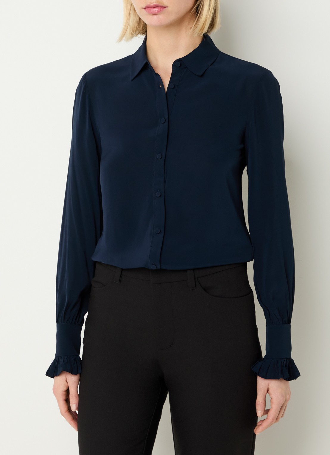 Zadig&Voltaire Thely semi-transparante blouse met ruches - detail 3 donkerblauw
