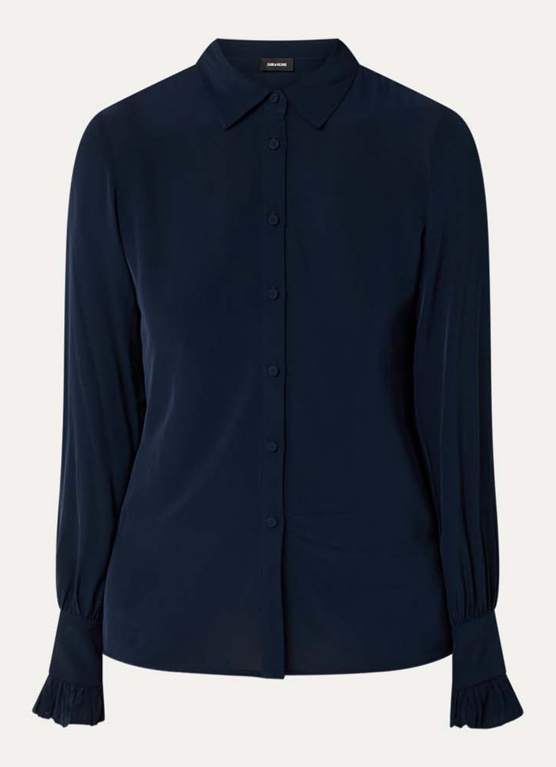 Zadig&Voltaire Thely semi-transparante blouse met ruches - voorkant donkerblauw