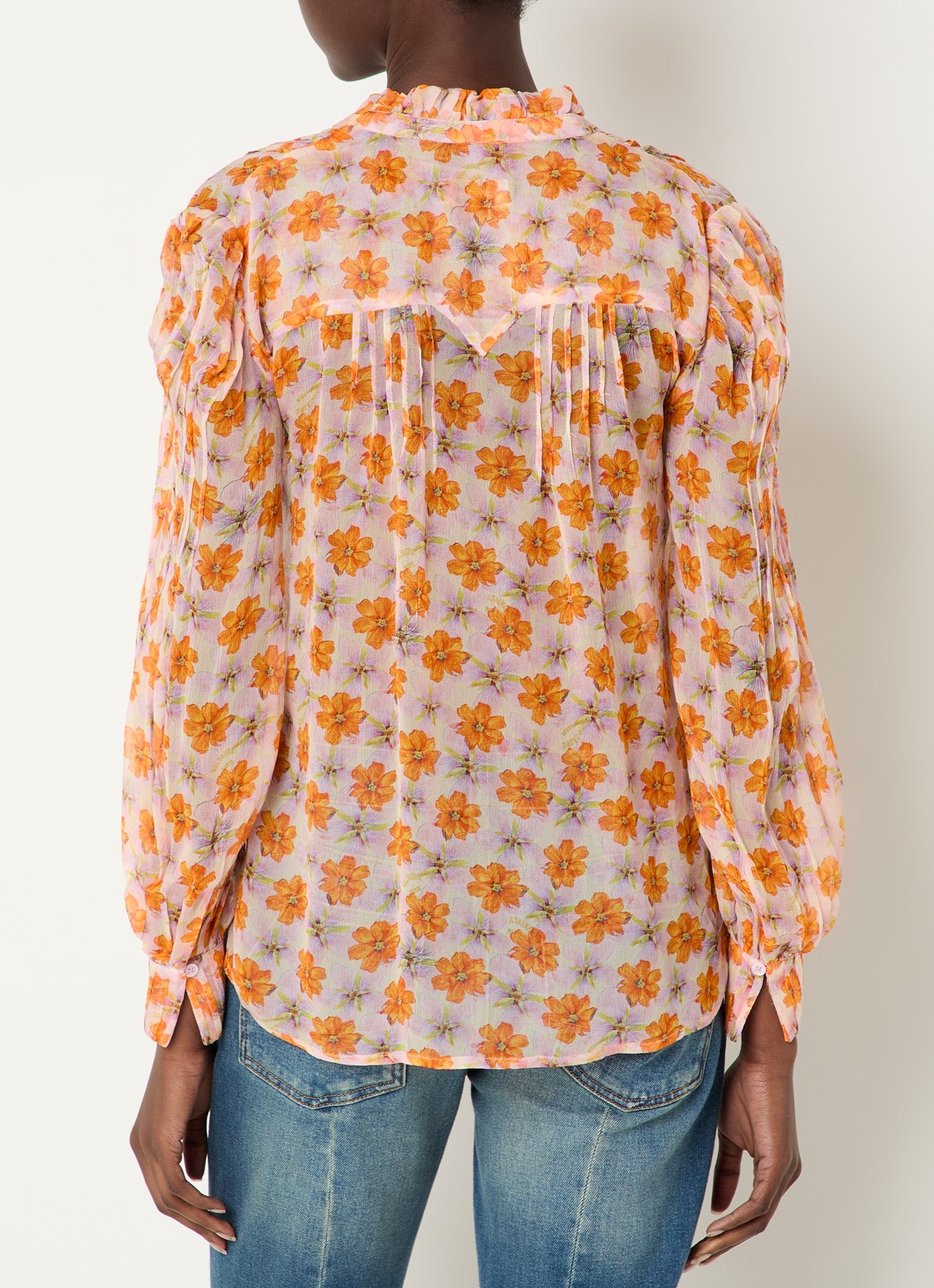 Zadig&Voltaire Timz blouse met print - achterkant 3 oranje
