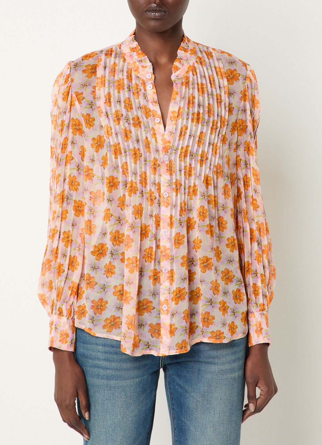 Zadig&Voltaire Timz blouse met print - detail 4 oranje