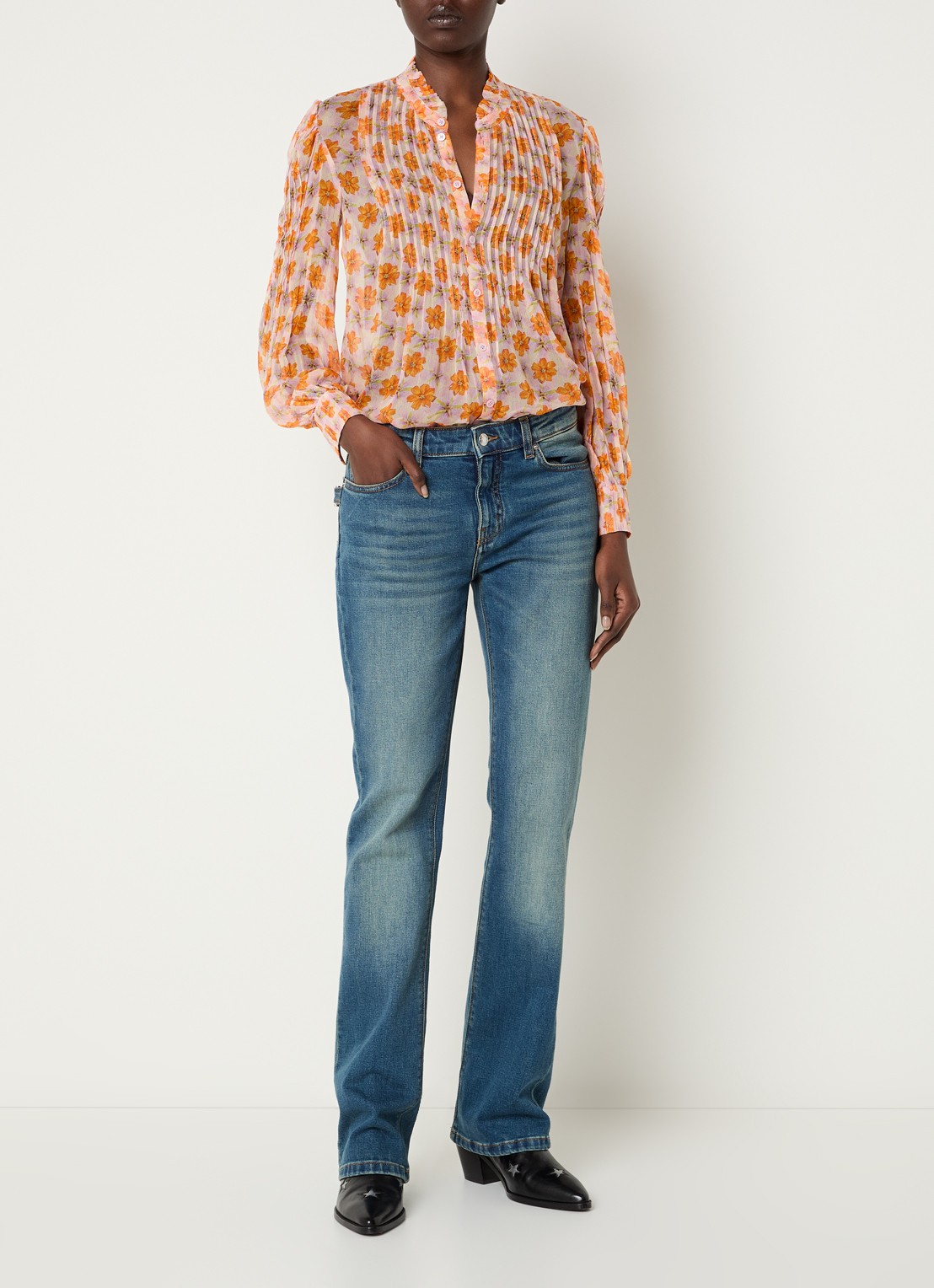 Zadig&Voltaire Timz blouse met print - voorkant 2 oranje