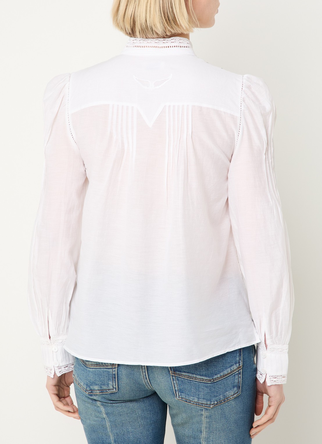 Zadig&Voltaire Timz Tomboy blouse met details van kant - achterkant 3 wit