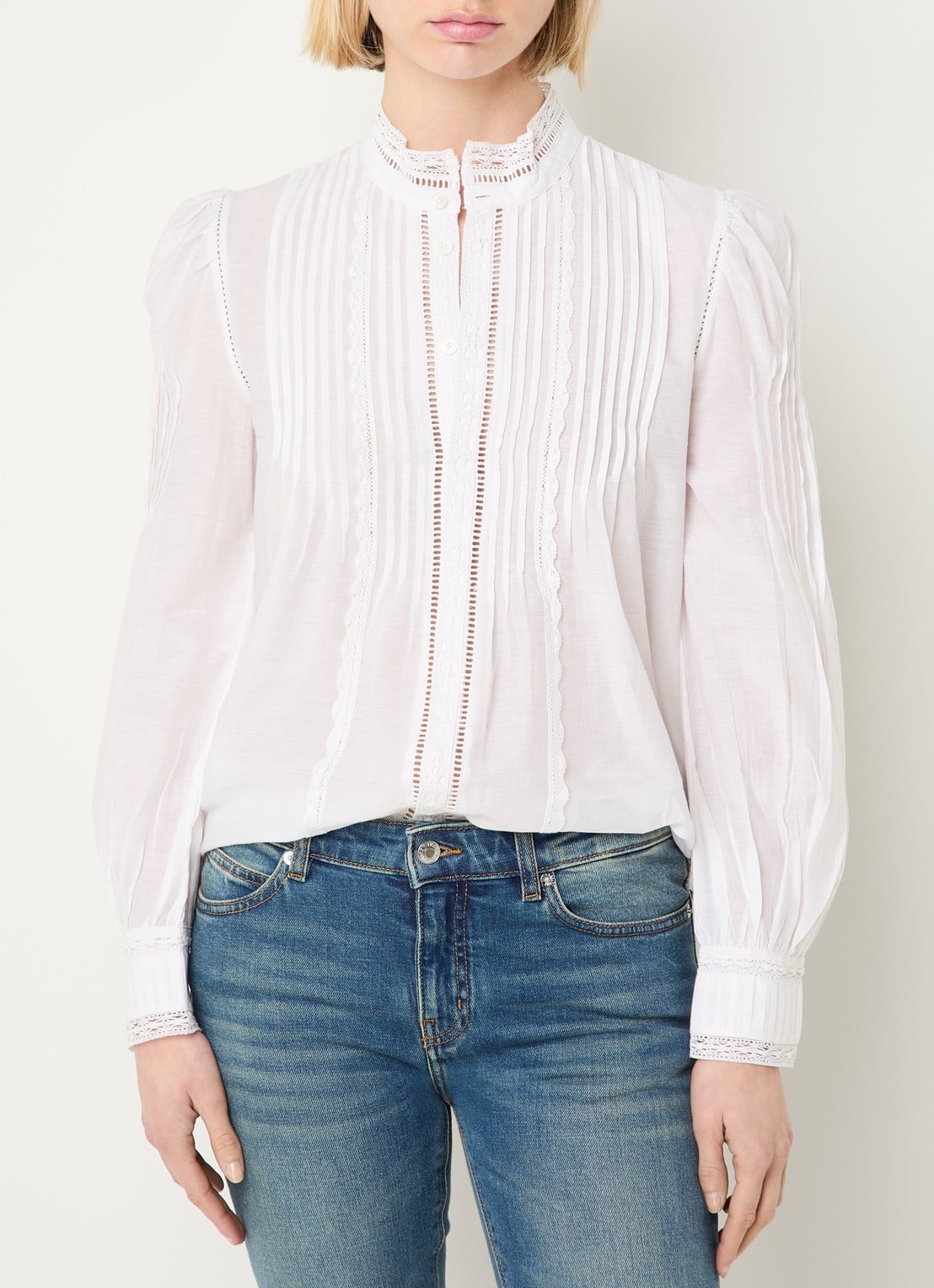 Zadig&Voltaire Timz Tomboy blouse met details van kant - detail 4 wit
