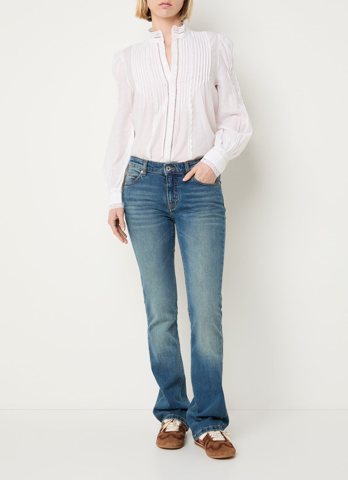 Zadig&Voltaire Timz Tomboy blouse met details van kant - voorkant 2 wit