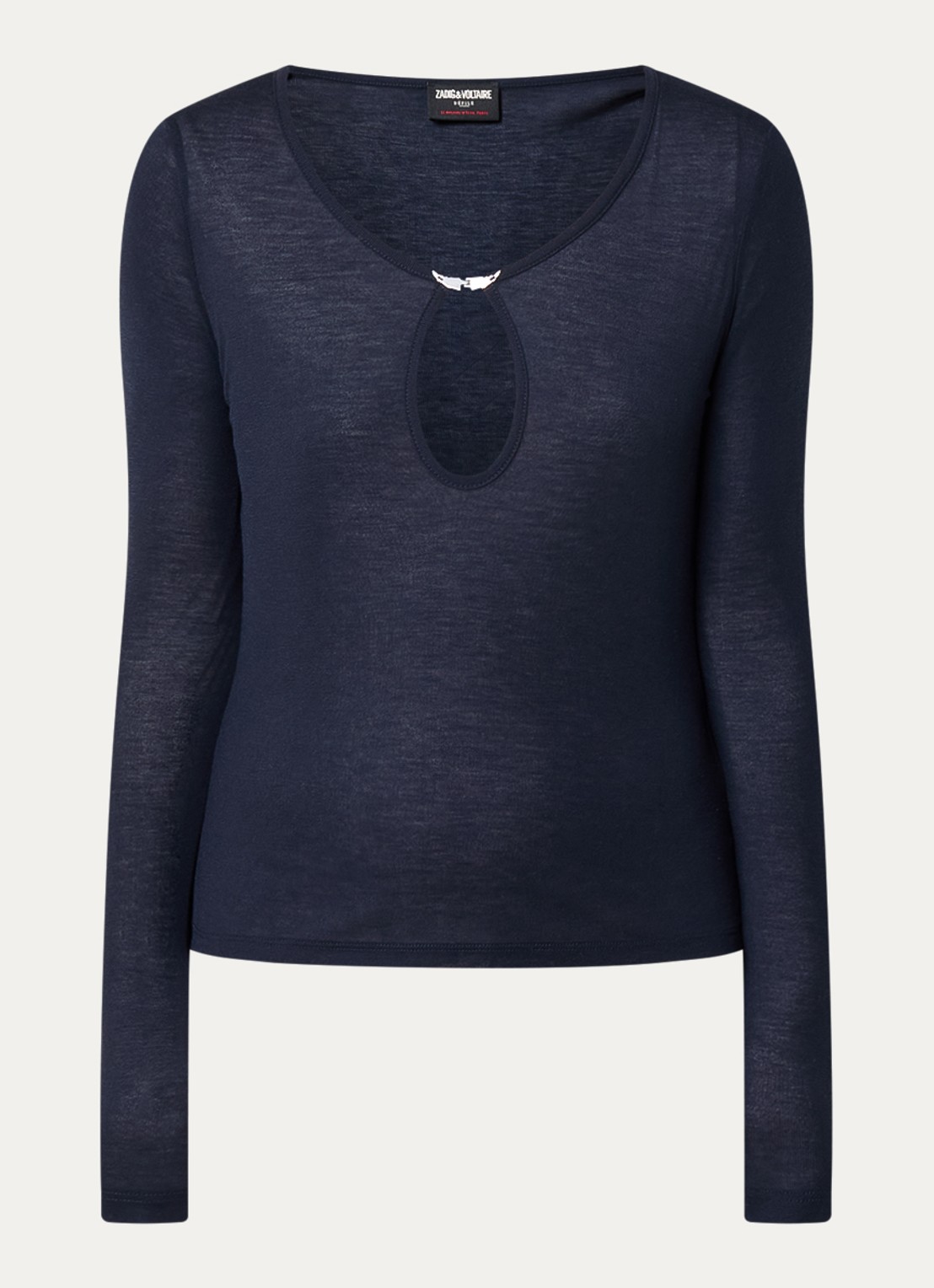 Zadig&Voltaire Tina longsleeve met cut-out detail - voorkant 2 donkerblauw