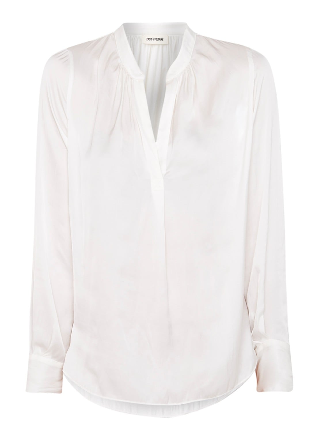 Zadig&Voltaire Tink blouse van satijn met V-hals - voorkant 3 wit