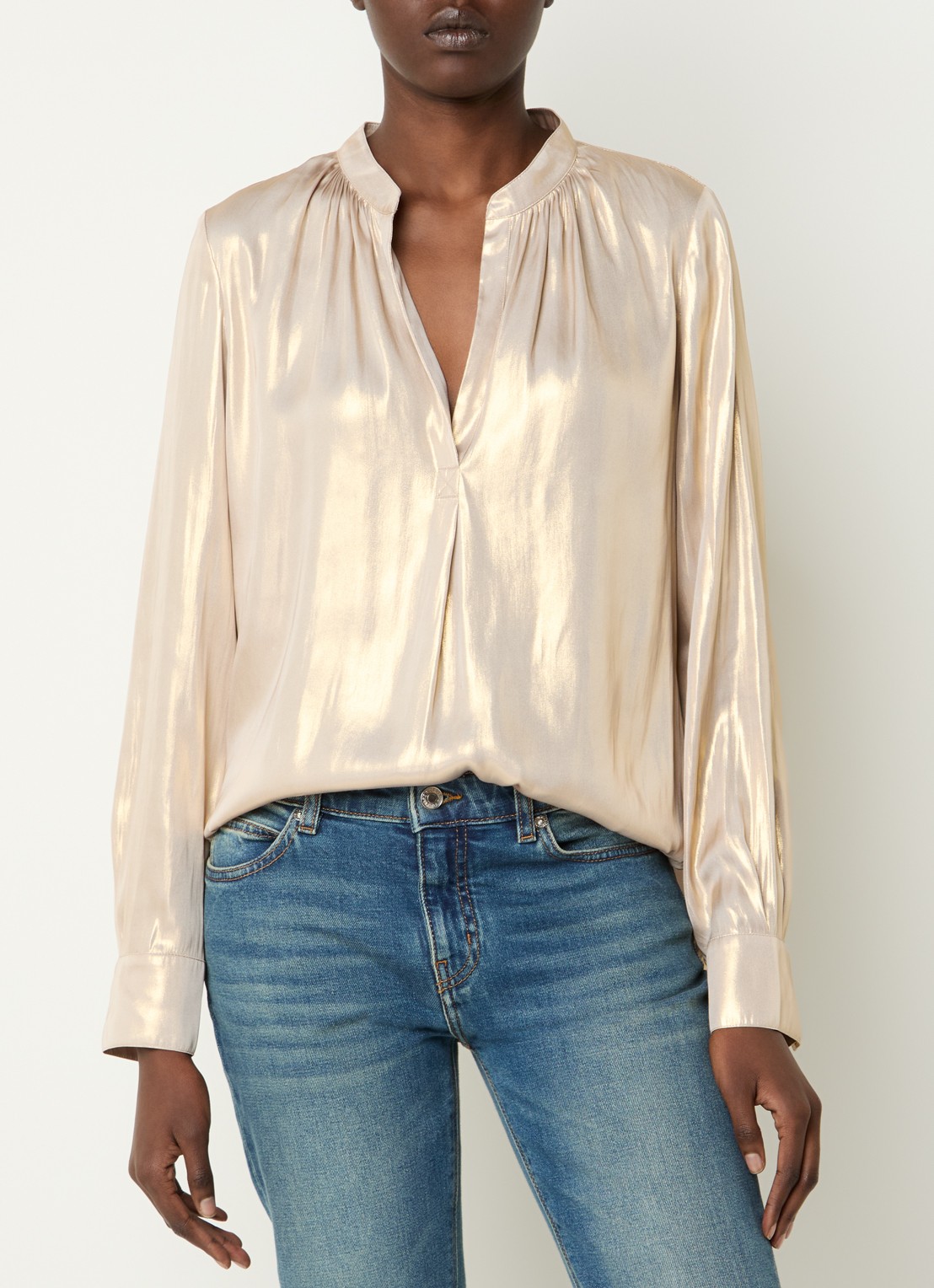 Zadig&Voltaire Tink tuniek met metallic finish - detail witgoud