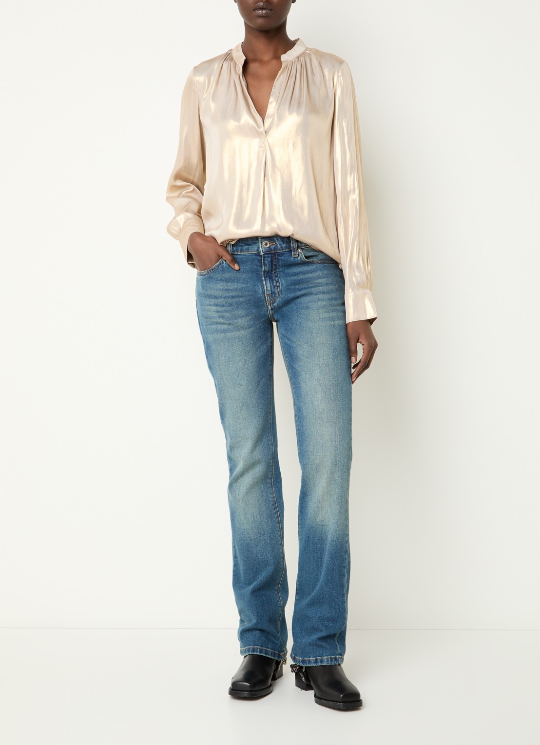 Zadig&Voltaire Tink tuniek met metallic finish - voorkant 3 witgoud
