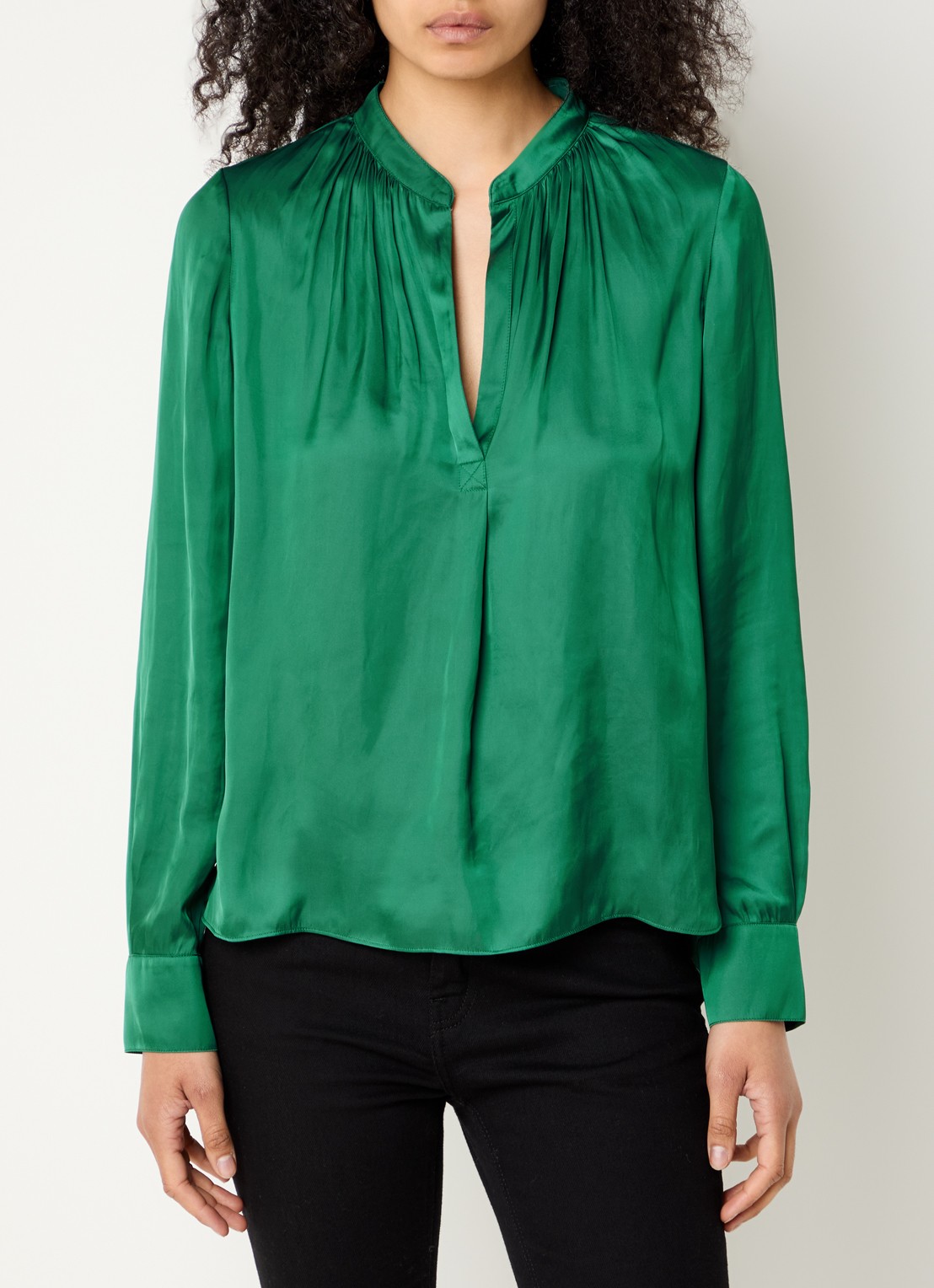 Zadig&Voltaire Tink tuniek van satijn met plooidetail - detail zeegroen