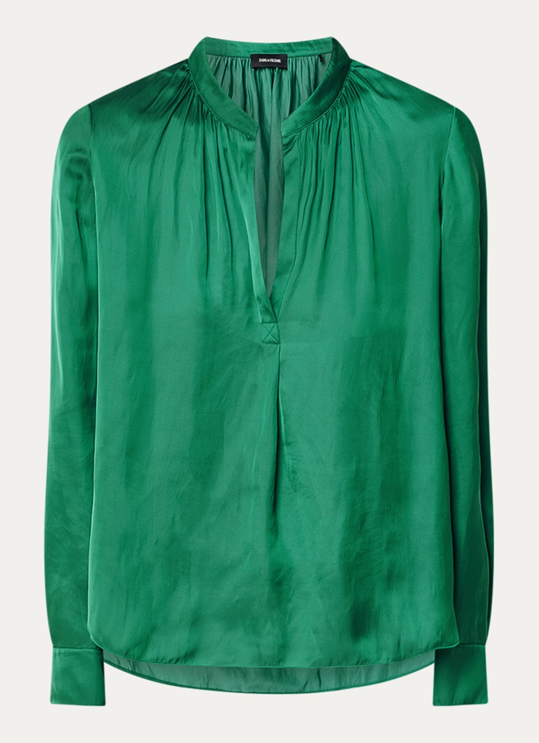 Zadig&Voltaire Tink tuniek van satijn met plooidetail - voorkant 3 zeegroen