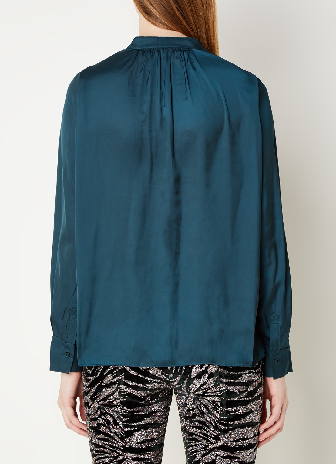 Zadig&Voltaire Tink tuniek van satijn met plooidetail - achterkant 4 petrol