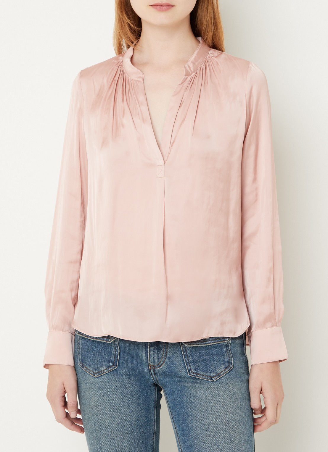 Zadig&Voltaire Tink tuniek van satijn met plooidetail - detail 3 zalmroze