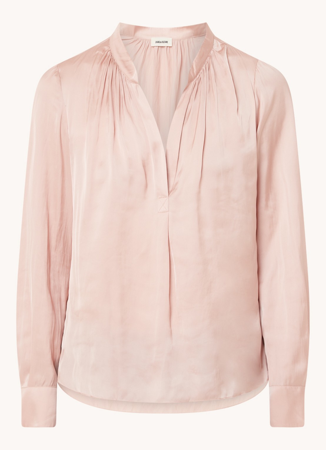 Zadig&Voltaire Tink tuniek van satijn met plooidetail - voorkant zalmroze