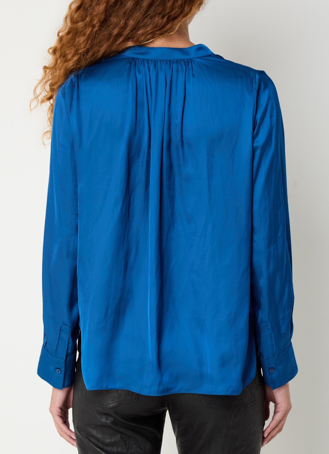 Zadig&Voltaire Tink tuniek van satijn met plooidetail - achterkant 5 blauw
