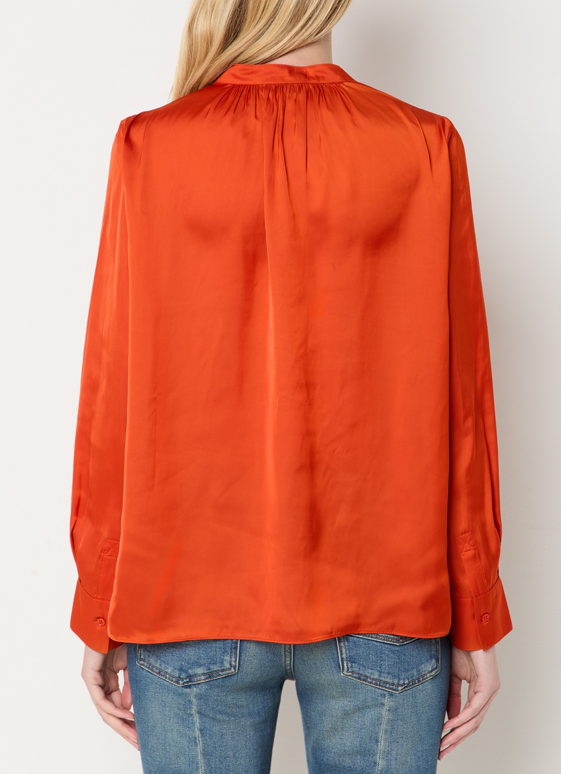 Zadig&Voltaire Tink tuniek van satijn met plooidetail - achterkant 4 oranjerood