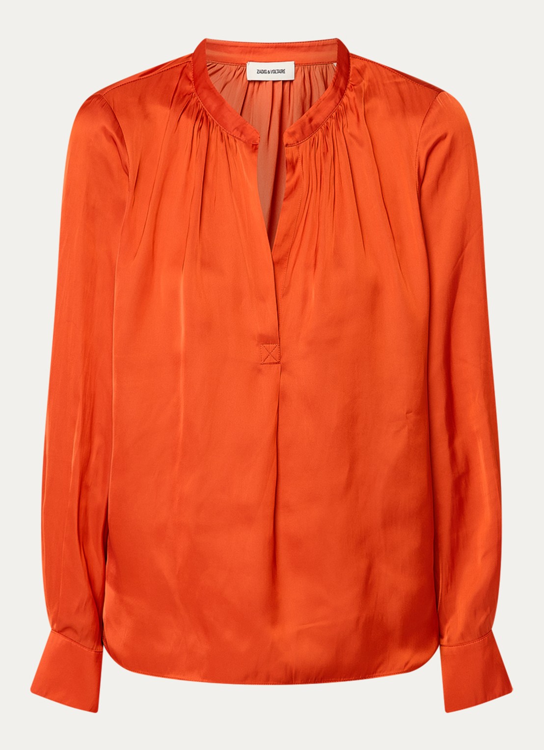 Zadig&Voltaire Tink tuniek van satijn met plooidetail - voorkant 2 oranjerood