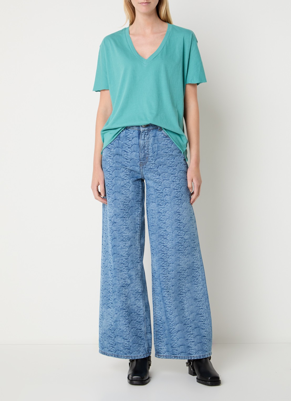 Zadig&Voltaire Tommer T-shirt met borduring  - voorkant 4 zeegroen