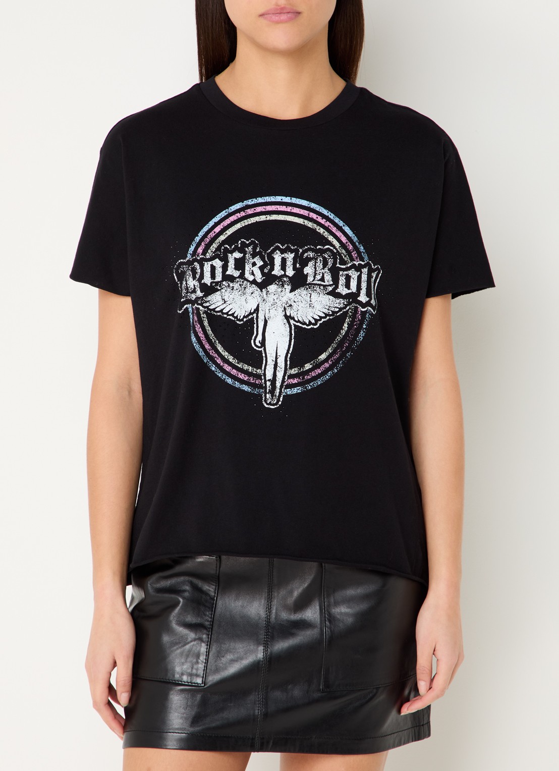 Zadig&Voltaire Tommer T-shirt met print en strass - detail zwart