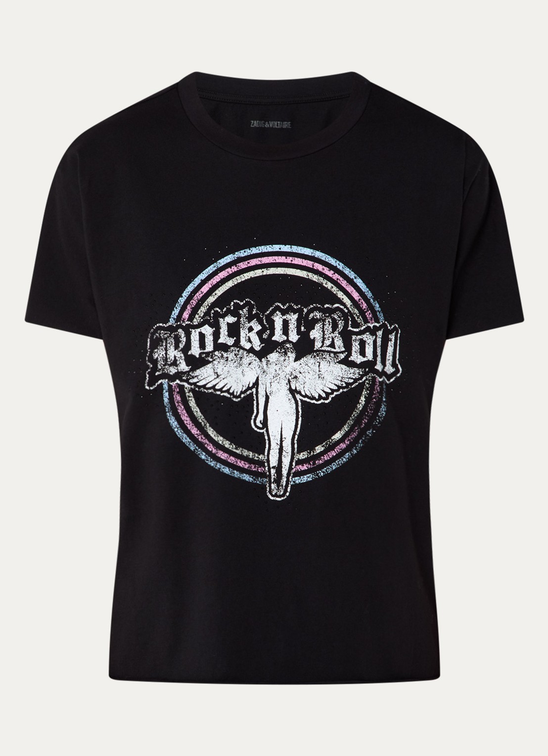 Zadig&Voltaire Tommer T-shirt met print en strass - voorkant 2 zwart