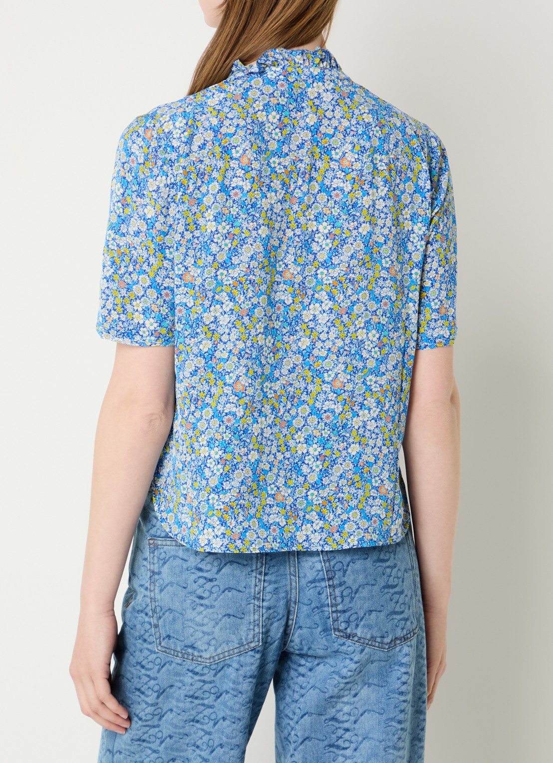 Zadig&Voltaire Topher tuniek met bloemenprint - achterkant blauw