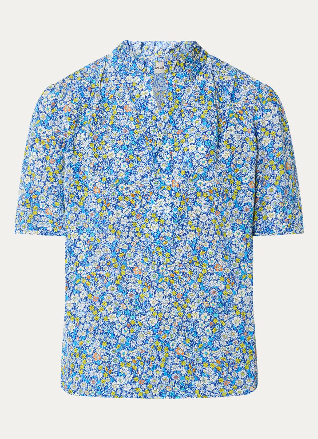 Zadig&Voltaire Topher tuniek met bloemenprint - voorkant 3 blauw