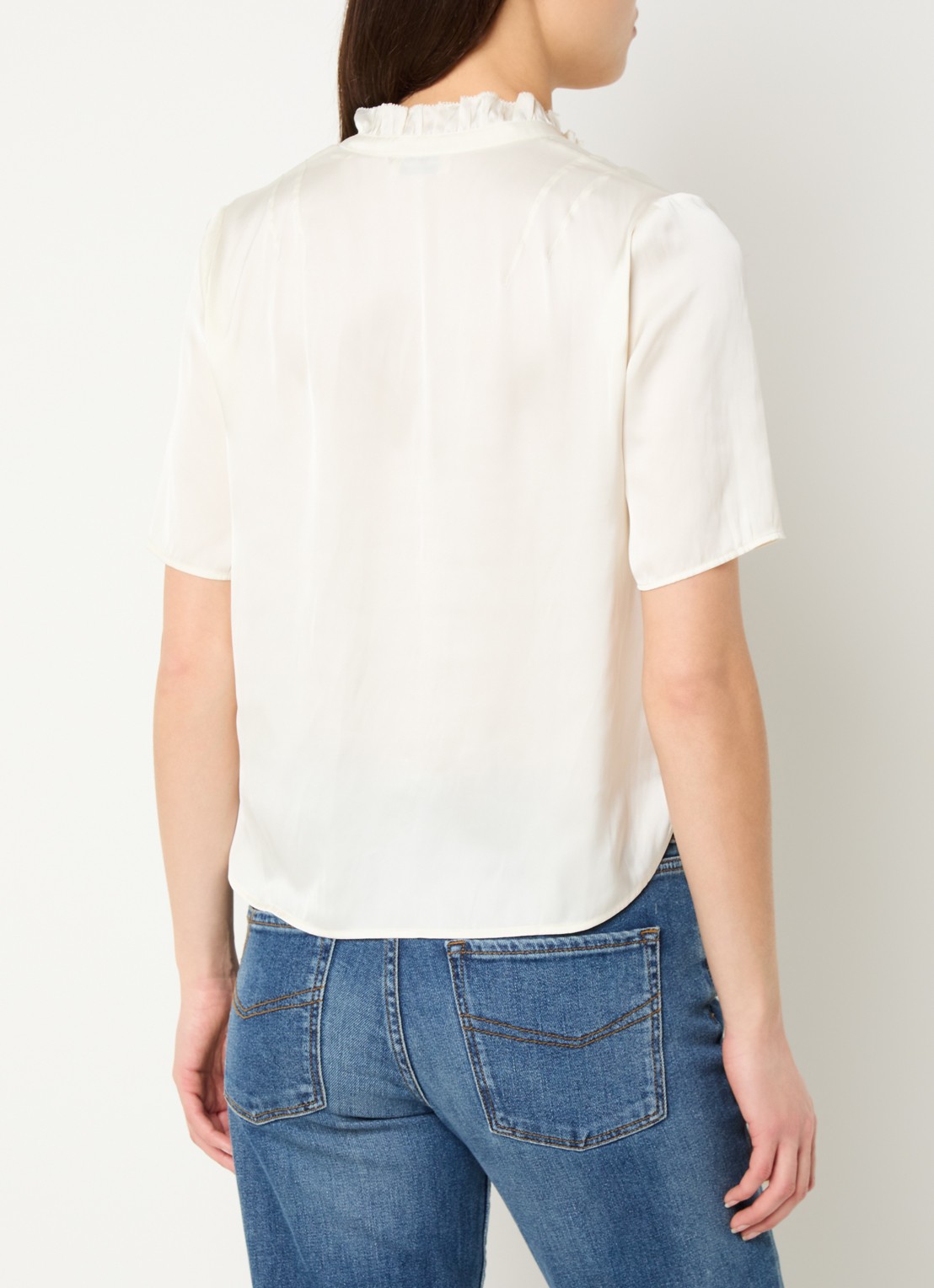 Zadig&Voltaire Topher tuniek van satijn met ruches - achterkant creme