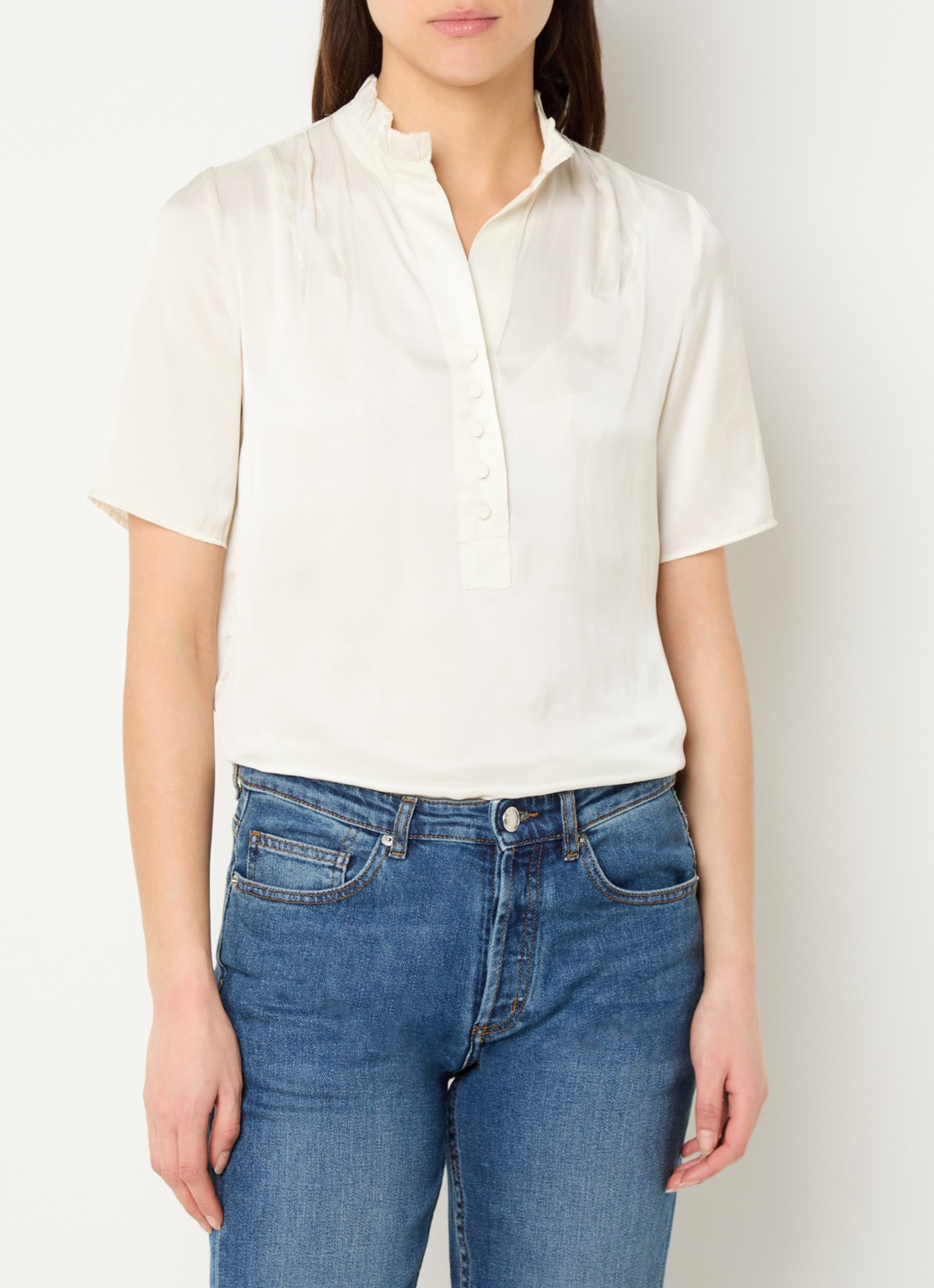Zadig&Voltaire Topher tuniek van satijn met ruches - detail 4 creme