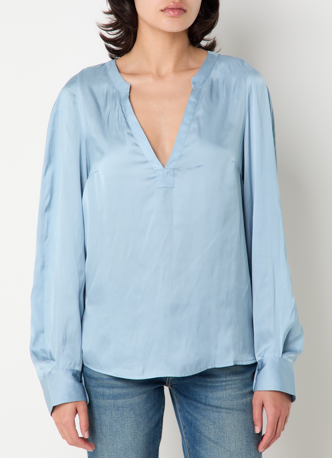 Zadig&Voltaire Torny tuniek van satijn - detail staalblauw