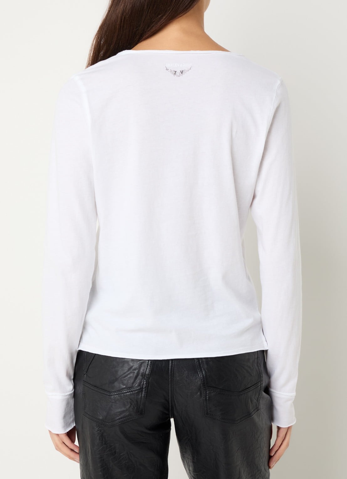 Zadig&Voltaire Tuni longsleeve met V-hals en sierknopen - achterkant 3 wit